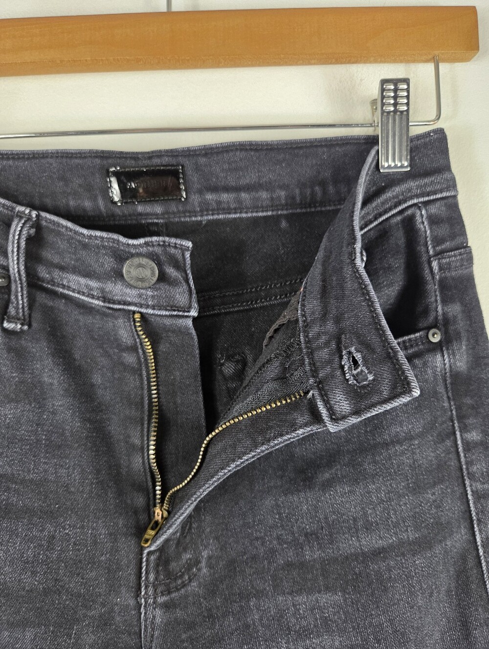 Mother The Weekender Deep End High Waist Cropped Flare Jeans Washed Black - Picture 7 of 16